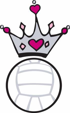 Pink heart crown over a volleyball.のイラスト素材