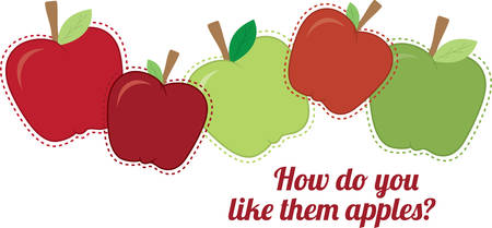 Mixed sizes and colors of border of apples.のイラスト素材