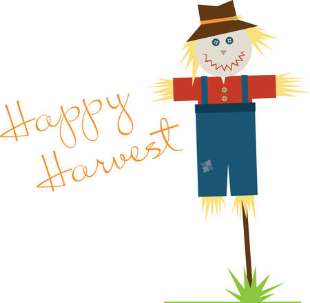 Cute smiling scarecorw for autumn and Halloween decorating.のイラスト素材