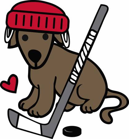 Hockey players will love a great sporting dog.のイラスト素材