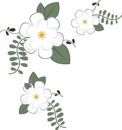 Use this floral corner for a napkin or towel.のイラスト素材