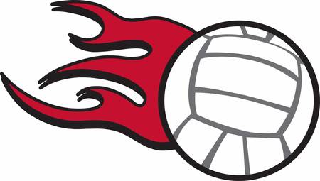 Volleyball players will love this flaming ball design.のイラスト素材