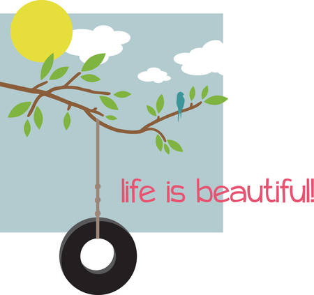 Tire swing from tree gives your garden a primitive touchのイラスト素材