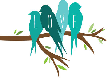 Use these love birds for a shirt or bag.のイラスト素材