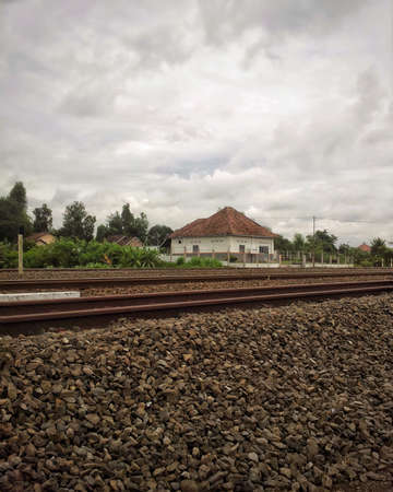 One house in another railwayの写真素材
