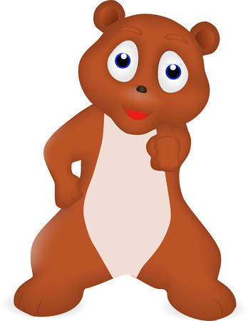 Cartoon of a bear cub and thumbのイラスト素材