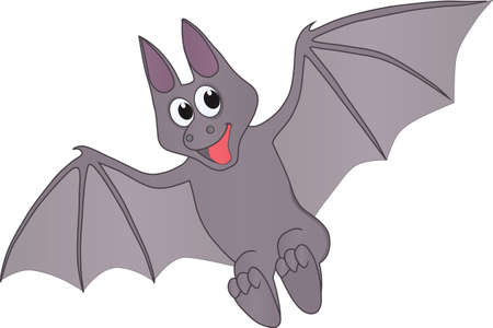 A cute bat flies smiling on a sunny dayのイラスト素材