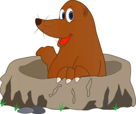 Cartoon illustration of a cute friendly moleのイラスト素材