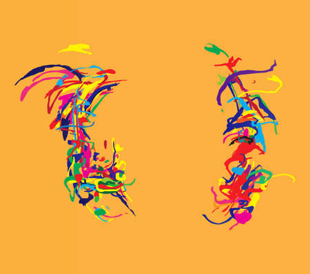 The abstract painting refers to an unrealistic or natural form that does not display a form that we recognize as the appearance of objects or objects that we see in everyday reality.のイラスト素材