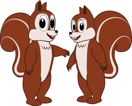 Cartoon of the friendship of two squirrelsのイラスト素材