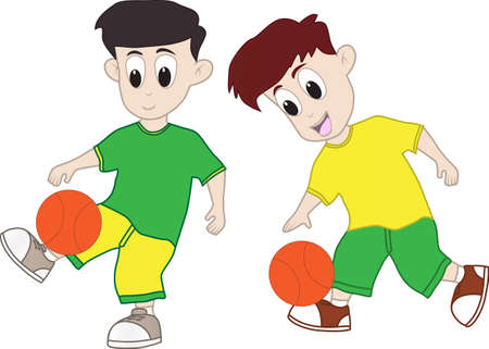 Boys playing basketballのイラスト素材