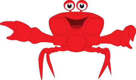 A friendly crab is greeting everyone on a sunny day wishing everyone wellのイラスト素材