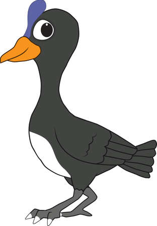 Cartoon of a friendly maleo bird (Macrocephalon maleo) walking around on a sunny dayのイラスト素材