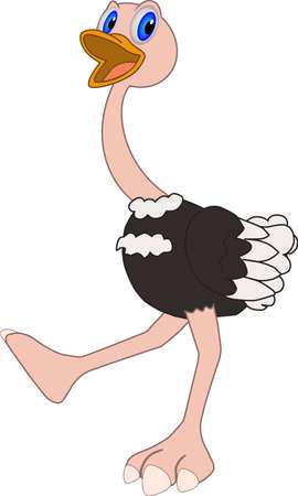 Cartoon of a funny and cool ostrich runningのイラスト素材