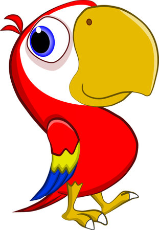 Parrot cartoon on the white background. Vector illustration for your designのイラスト素材