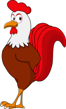 Cartoon of a funny rooster walking aroundのイラスト素材