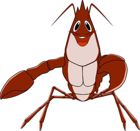 Cartoon Illustration of Cute Little Lobster Animal Characterのイラスト素材