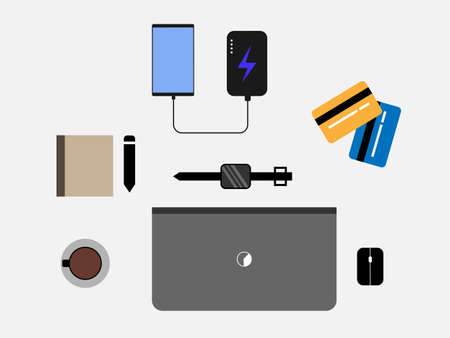 vector illustration of business workplace and freelance tools job.のイラスト素材