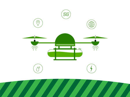 vector illustration of smart farming using drone technology, Innovation technology for agricultural company.Template for banner, poster, layout, flyer, print, report.のイラスト素材
