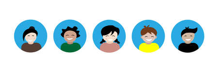 vector illustration of happiness kids face smile together.のイラスト素材