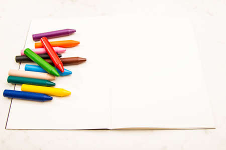 Painting with crayons の写真素材