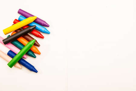 Painting with crayons の写真素材