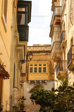 Street in Birgu (Vittoriosa), Maltaの写真素材