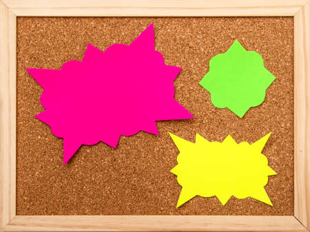Cartoon bubbles on a cork board backgroundの写真素材