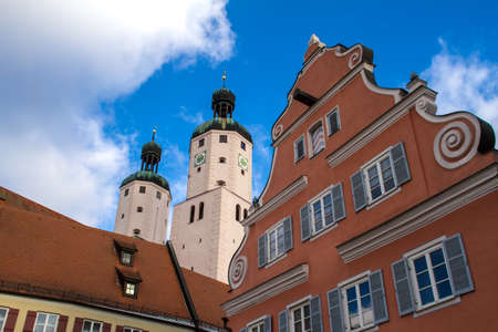 Snowy Panorama of Wending (municipality in the district of Bavaria, Germany) with St. Emmeram churchのeditorial素材