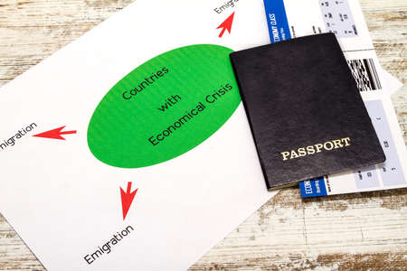 Economical crisis causes emigration on those countriesの写真素材