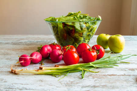 Preparing some vegetables before cookingの写真素材