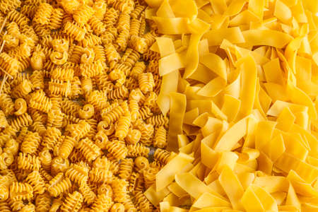 Variety of egg pasta backgroundの写真素材