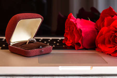 Searching for the love on lineの写真素材