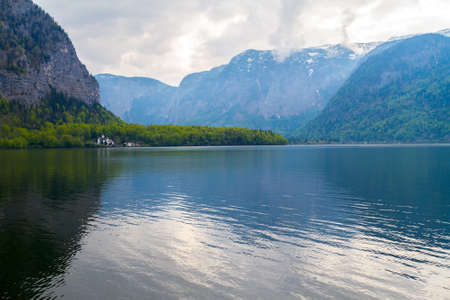 Hallstatt, village in the mountains in Austriaの写真素材