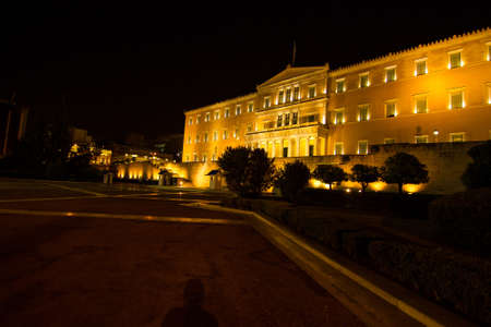 Night view of the Parliament of Greece in Athensのeditorial素材