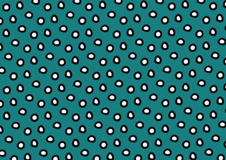 White black dots and circles on a blue green vintage background. Decorative ornamental pattern from round elements. Geometric ornament. Space for creative ideas and graphic design.の写真素材