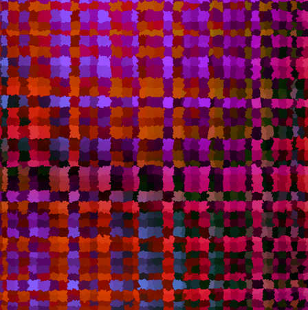 Pink purple orange old vintage background with blur, gradient and grunge texture. Classic checkered geometric pattern. Checkered texture. Ornament from colored square elements. Watercolor texture.の写真素材