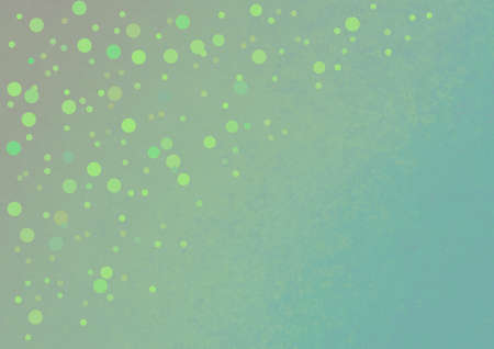 Yellow gold dots and circles on a green turquoise vintage background. Decorative ornamental pattern from round elements. Geometric ornament. Space for creative ideas and graphic design.の写真素材
