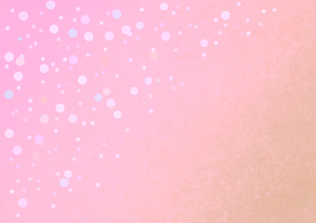 Lilac white dots and circles on a beige pink vintage background. Decorative ornamental pattern from round elements. Geometric ornament. Space for creative ideas and graphic design. Watercolor texture.の写真素材