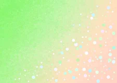 White turquoise dots and circles on orange pink green vintage background. Decorative ornamental pattern from round elements. Geometric ornament. Space for creative ideas and graphic design.の写真素材