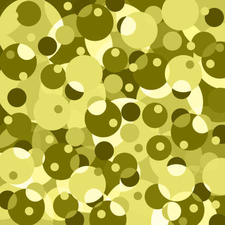 Olive green yellow dots and circles on a yellow green vintage background. Decorative ornamental pattern of round elements. Geometric ornament. Space for creative ideas and graphic design.の写真素材