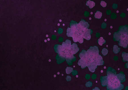 Purple green lilac background with flowers. watercolor texture. Old vintage background with blur, gradient and grunge texture. Background paper texture for graphic design and artistic creation.の写真素材