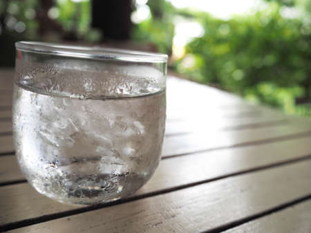 a glass of cold waterの写真素材