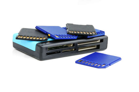 A card reader and some memory cardsの写真素材