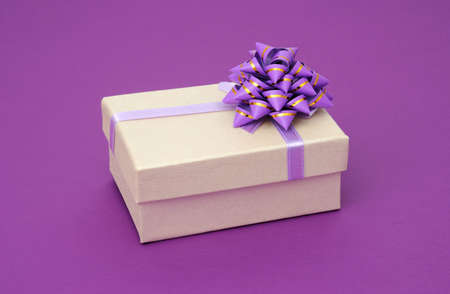 A new year's gift on the Violet backgroundの写真素材