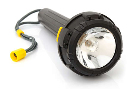 Electric torch for diving on a white backgroundの写真素材
