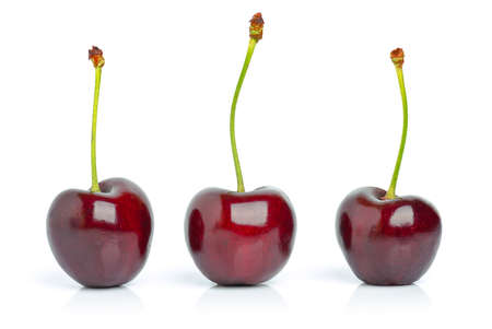 Sweet cherry on a white backgroundの写真素材