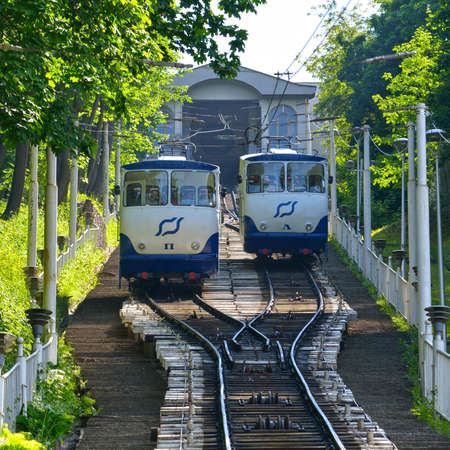 Kiev Funicular Railway on the Vladimir hill. Kyiv, Ukraineのeditorial素材
