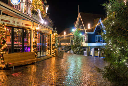Volendam, Netherlands - December 31, 2018: Downtown of Volendam, New Year's Eve. ONLY EDITORIAL USEのeditorial素材