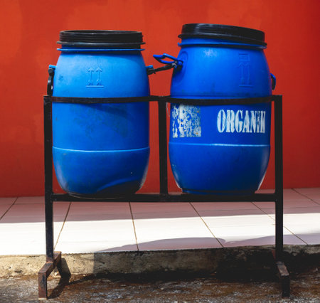 Wonogiri, Central Java, May 5, 2021, a trash can in front of the class, to familiarize disciplinary students with maintaining a clean environment.のeditorial素材